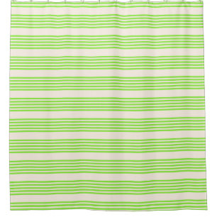 Lime green and beige five stripes pattern shower curtain
