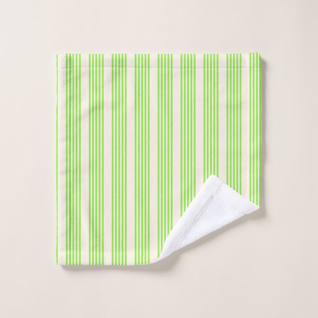 Lime green and beige five stripes pattern wash cloth (Wash Cloth)