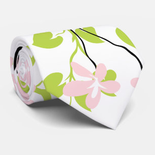 Lime green and black branch, blush pink flowers tie