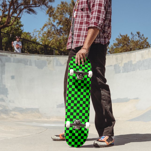 Lime Green and Black Chequered Skateboard (Outdoor 2)