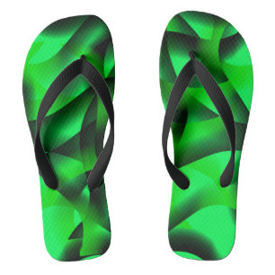 Lime green and black curling, with shadow? flip flops