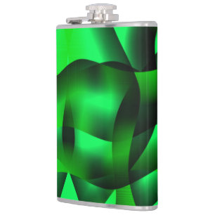 Lime green and black curling, with shadow? hip flask