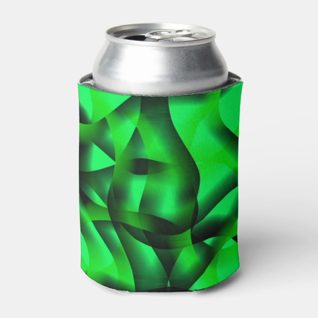 Lime green and black curling, with some shadow? can cooler (Can Front)