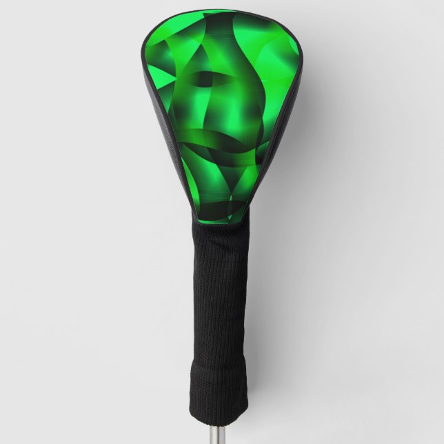 Lime green and black curling, with some shadow? golf head cover (Front)