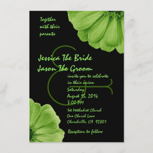 Lime Green and Black Daisies Wedding Template