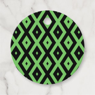 Lime green and black diamond pattern favour tags