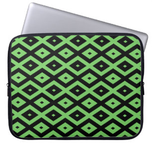 Lime green and black diamond pattern laptop sleeve
