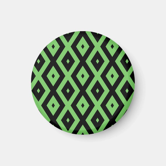 Lime green and black diamond pattern magnet (Front)
