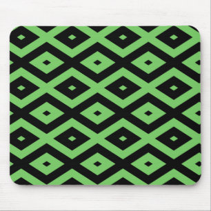 Lime green and black diamond pattern mouse mat