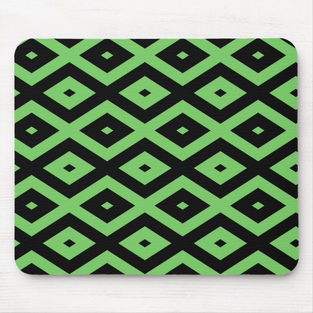 Lime green and black diamond pattern mouse mat (Front)