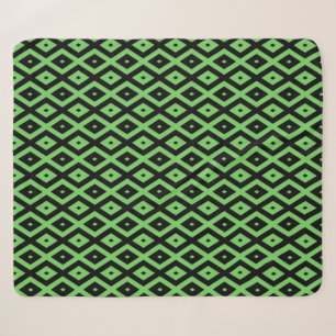 Lime green and black diamond pattern sherpa blanket