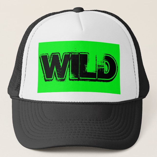 lime green and black grunge WILD lettering | Trucker Hat (Front)