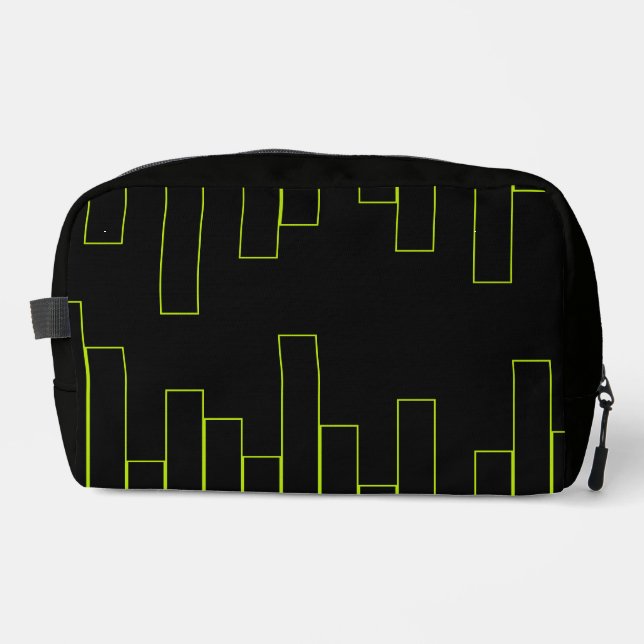 Lime Green and Black Rectangles Dopp Kit (Front)