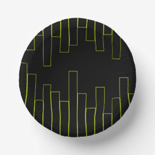 Lime Green and Black Rectangles Paper Plate