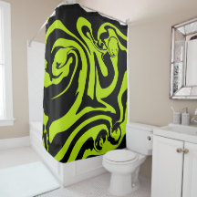 Lime Green and Black retro marble swirl