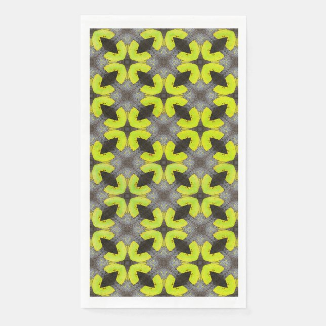 Lime Green and Black Tropical Pattern Napkin (Front)
