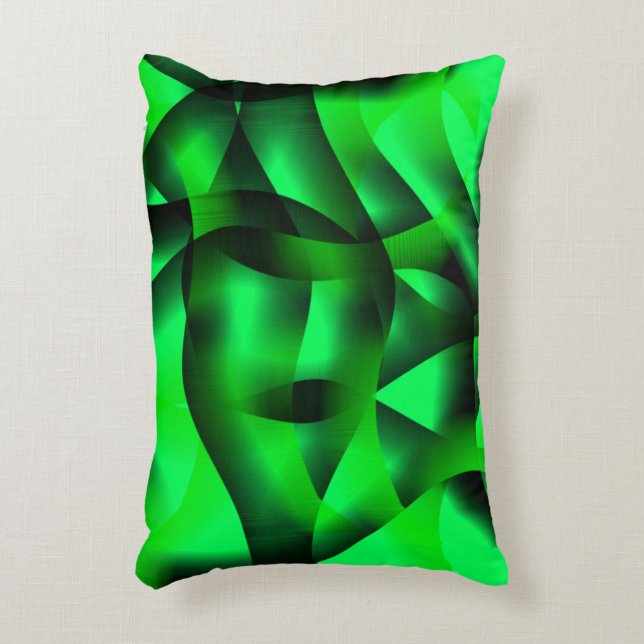 Lime green and black undulation, with shadow? decorative cushion (Front(Vertical))