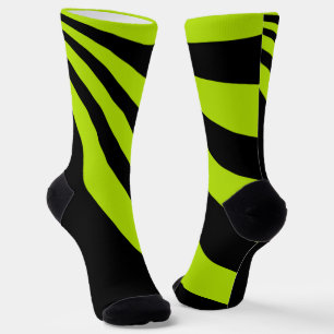 Lime Green and Black Wave Socks
