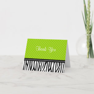 Lime Green and Black Zebra Polka Dot Thank You