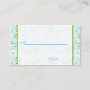 Lime Green and Blue Floral Placecards