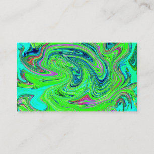 Lime Green and Blue Groovy Abstract Retro Art Business Card