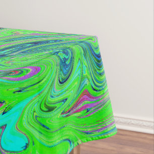 Lime Green and Blue Groovy Abstract Retro Art Tablecloth