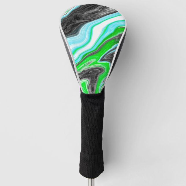 Lime Green and Blue Marble like Swirls  Golf Head Cover (Front)