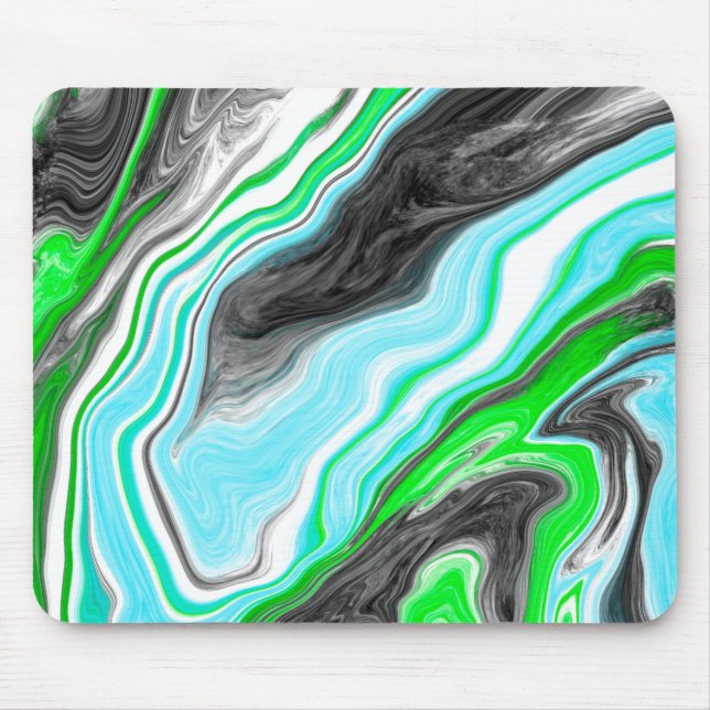 Lime Green and Blue Marble like Swirls Mouse Mat (Front)