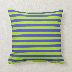 Lime Green and Blue Stripes Cushion