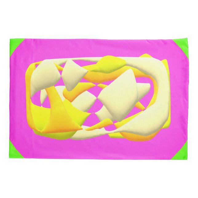 Lime Green and bright purple patterns          Fle Pillowcase (Back)