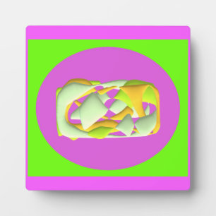 Lime Green and bright purple patterns Plaque