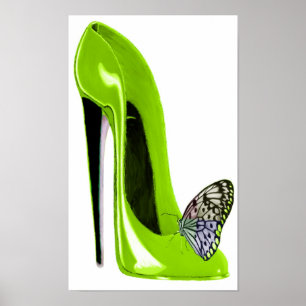 Lime Green and Butterfly Art Print