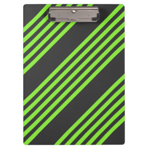 Lime green and charcoal five stripes pattern clipboard