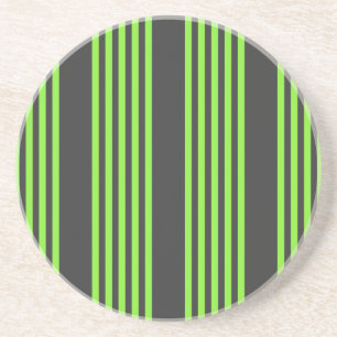 Lime green and charcoal five stripes pattern coaster