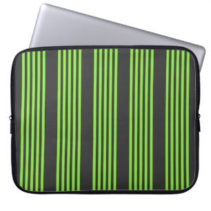 Lime green and charcoal five stripes pattern laptop sleeve