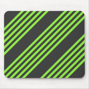 Lime green and charcoal five stripes pattern mouse mat