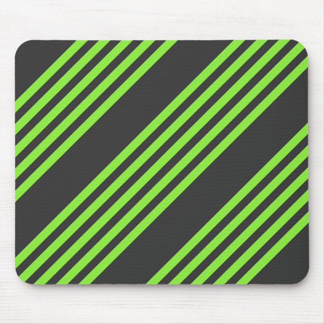 Lime green and charcoal five stripes pattern mouse mat (Front)