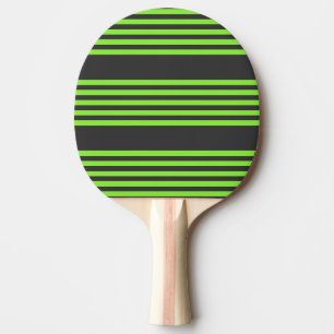 Lime green and charcoal five stripes pattern ping pong paddle