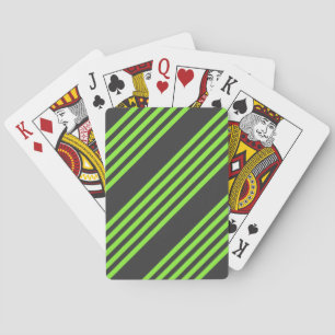 Lime green and charcoal five stripes pattern playing cards