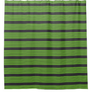Lime green and charcoal five stripes pattern shower curtain