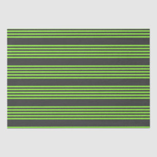Lime green and charcoal five stripes pattern tissue paper