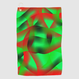 Lime green and clear red curling, with shadow? golf towel