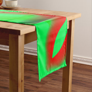 Lime green and clear red curling, with shadow? short table runner