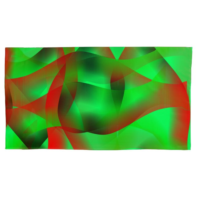 Lime green and clear red ripples, with shadow? pillowcase (Front-Left)