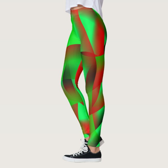 Lime green and clear red undulation, with shadow? leggings (Left)
