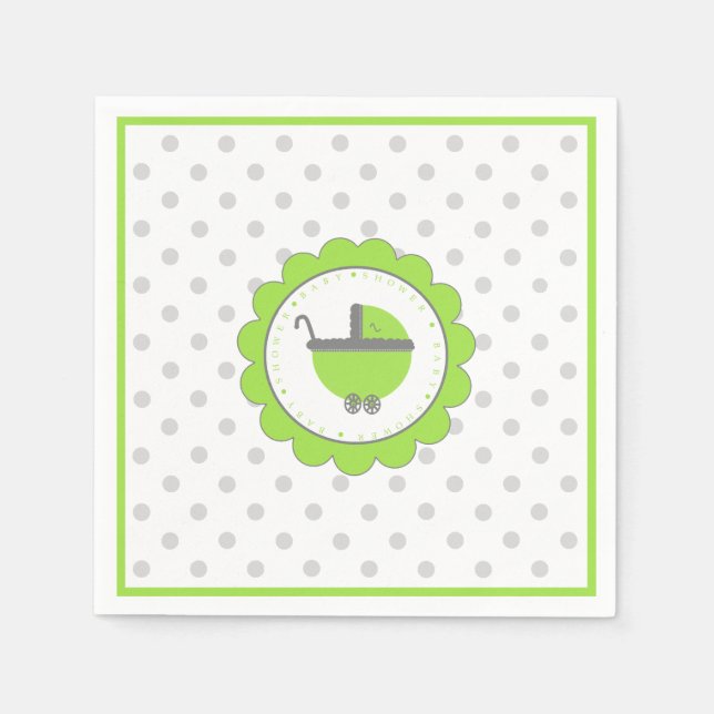 Lime Green and Grey Baby Shower Napkin (Front)