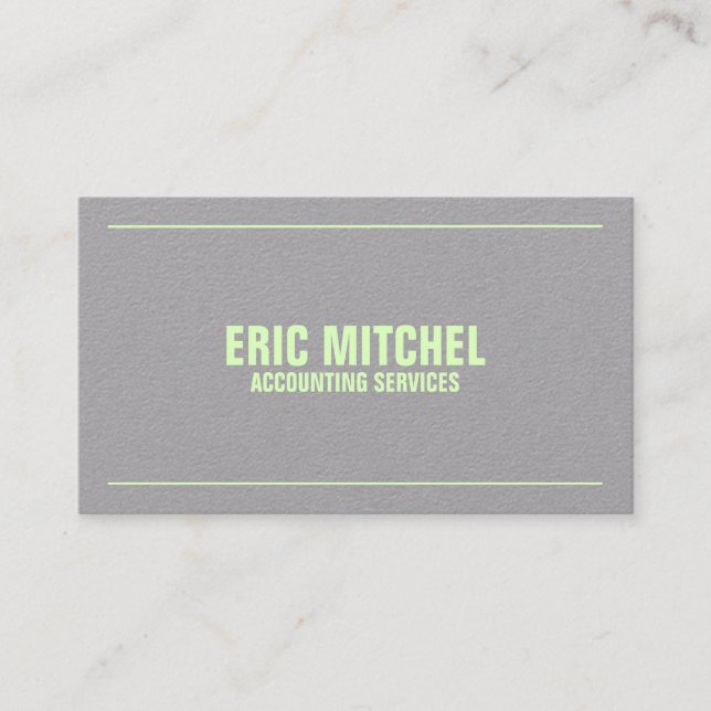 Lime green and grey cover duo tone business card (Front)