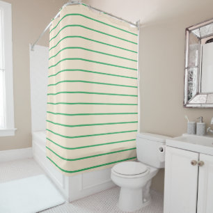 Lime Green and Ivory Stripes Geometric Pattern Shower Curtain