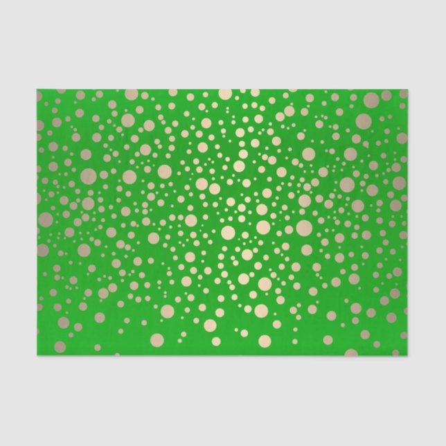 Lime Green and Metallic Gold Confetti Tissue Paper (Front)