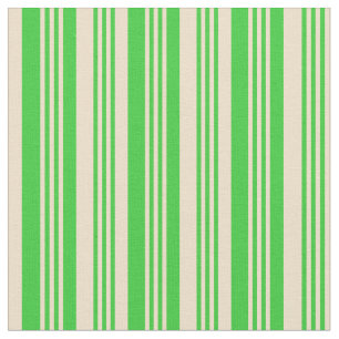 Lime Green and Tan Coloured Stripes/Lines Pattern Fabric